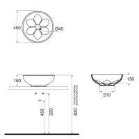 Раковина чаша 45х45 см Azzurra Fleur FLE200
