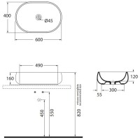 Раковина чаша 60х40 см Azzurra Nuvola NUV200/AP6bi
