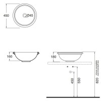 Раковина чаша 45х45 см Azzurra Jubilaeum JUB50/APP bi