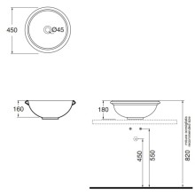 Раковина чаша 45х45 см Azzurra Jubilaeum JUB50/APP bi