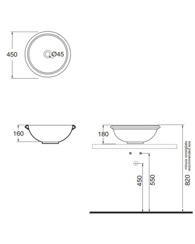 Раковина чаша 45х45 см Azzurra Jubilaeum JUB50/APP bi