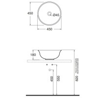 Раковина чаша 45х45 см Azzurra Jubilaeum JUB45/APP bi