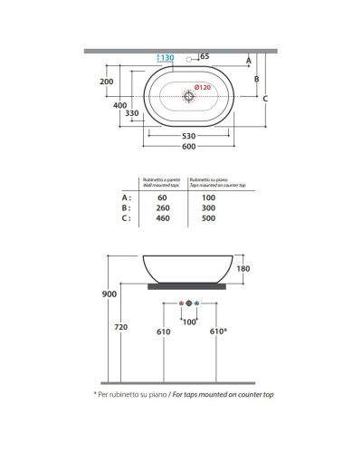 Раковина 60х40 см Globo Forty3 SC012.bix0