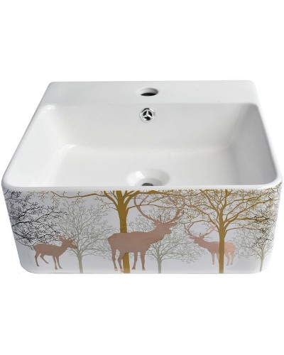 Раковина-чаша Bronze de Luxe 42 1060GD Белый глянец с золотистым рисунком