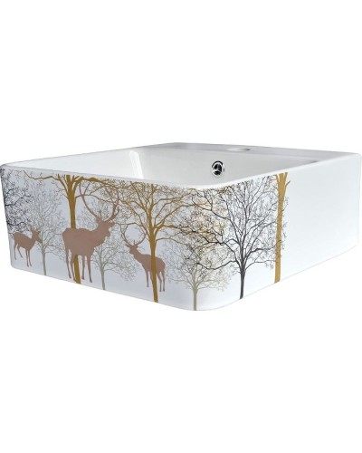 Раковина-чаша Bronze de Luxe 42 1060GD Белый глянец с золотистым рисунком