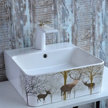 Раковина-чаша Bronze de Luxe 42 1060GD Белый глянец с золотистым рисунком