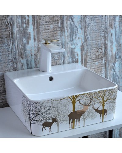 Раковина-чаша Bronze de Luxe 42 1060GD Белый глянец с золотистым рисунком