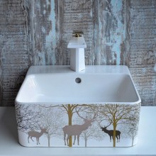 Раковина-чаша Bronze de Luxe 42 1060GD Белый глянец с золотистым рисунком