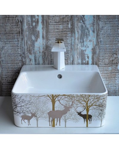 Раковина-чаша Bronze de Luxe 42 1060GD Белый глянец с золотистым рисунком