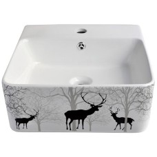 Раковина-чаша Bronze de Luxe 42 1060BD Белый глянец с серо-черным рисунком