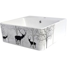 Раковина-чаша Bronze de Luxe 42 1060BD Белый глянец с серо-черным рисунком