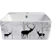 Раковина-чаша Bronze de Luxe 42 1060BD Белый глянец с серо-черным рисунком