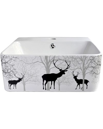 Раковина-чаша Bronze de Luxe 42 1060BD Белый глянец с серо-черным рисунком