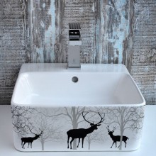 Раковина-чаша Bronze de Luxe 42 1060BD Белый глянец с серо-черным рисунком