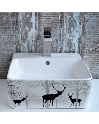 Раковина-чаша Bronze de Luxe 42 1060BD Белый глянец с серо-черным рисунком