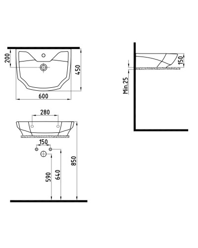 Раковина 60х45 см Bien Fracture FRLG06001VD1W3000