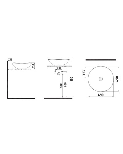 Раковина 49х49 см Bien Flash FLLG04901FD0W3000