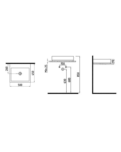 Раковина 50х45 см Bien Infinitum INLG05001VD1W3000
