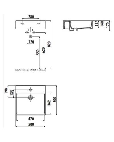 Раковина 50х50 см Creavit Next NX256-00CB00E-CA00