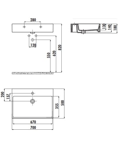 Раковина 70х50 см Creavit Next NX270-00CB00E-DW00