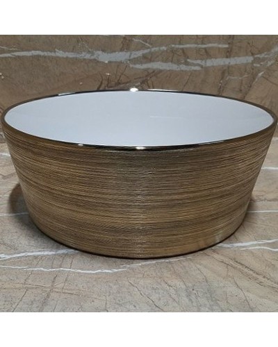 Раковина-чаша CeramaLux 37 C1055 Бело-золотая