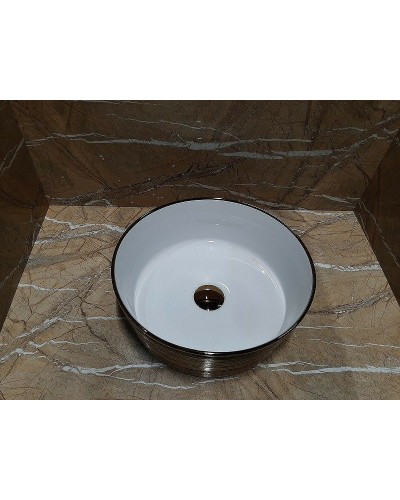 Раковина-чаша CeramaLux 37 C1055 Бело-золотая