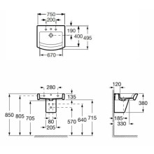Раковина 75х49,5 см Roca Hall 32762G000