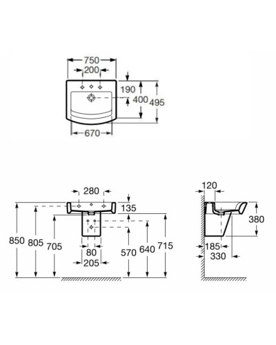 Раковина 75х49,5 см Roca Hall 32762G000