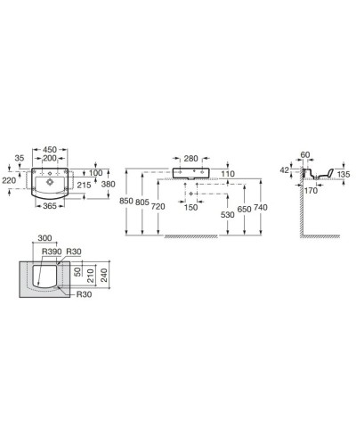 Раковина 45х38 см Roca Hall 327624000