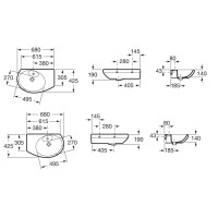 Настенная керамическая раковина 68 см Roca Dama Senso 327518000