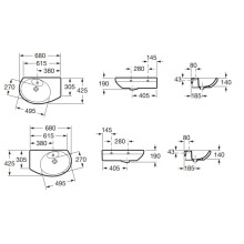 Настенная керамическая раковина 68 см Roca Dama Senso 327518000