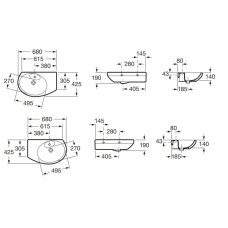 Настенная керамическая раковина 68 см Roca Dama Senso 327518000