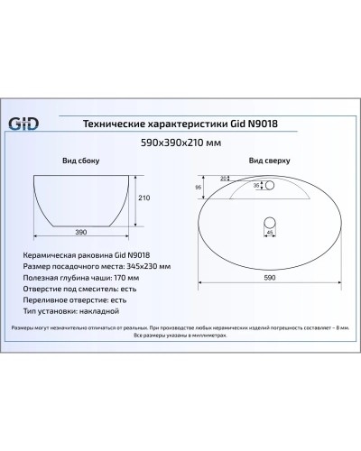 Раковина 59х39 см GID Simple N N9012