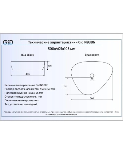 Раковина 50х40,5 см GID Simple N N9386