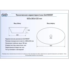 Раковина 60,5х36,5 см GID Simple N N9397
