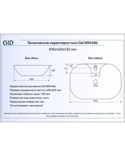 Раковина 61х42 см GID Simple N N9446b