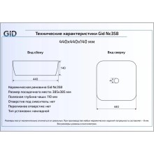Раковина 44х44 см GID Color Edition Nc358
