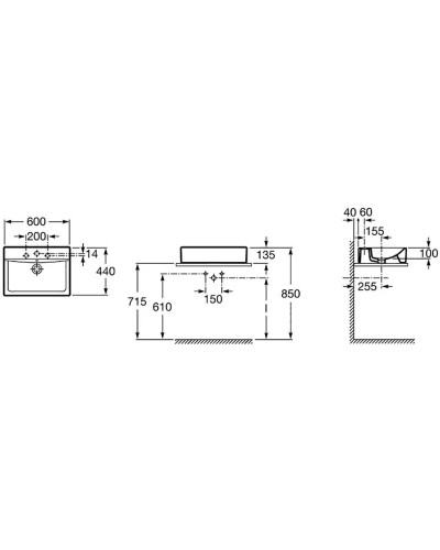 Раковина 60х44 см Roca Diverta 32711G000