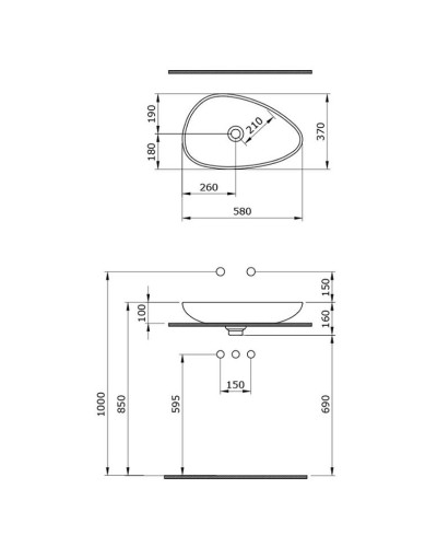 Раковина-чаша Bocchi Etna 58 1114-006-0125 Серая матовая