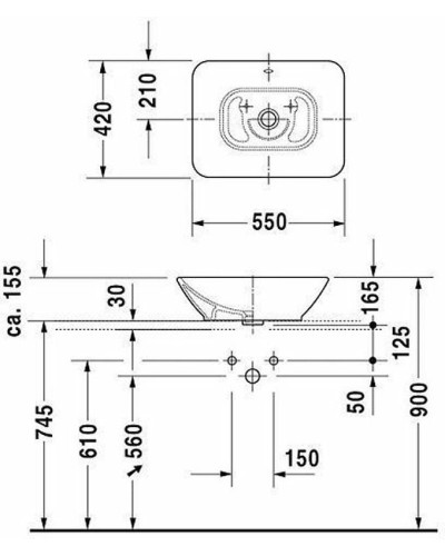 Раковина-чаша Duravit Bacino 55 0334520000 Белая