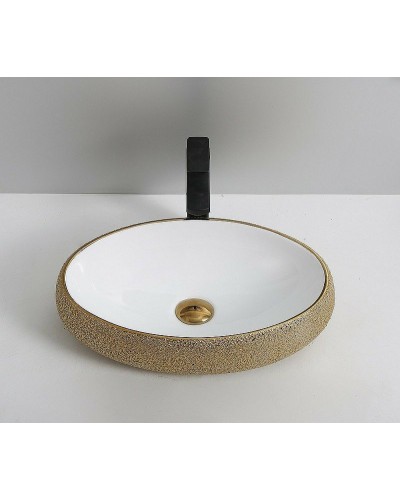 Раковина-чаша CeramaLux 49 433J Бело-золотая