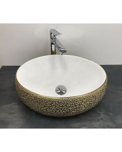 Раковина-чаша CeramaLux 49 433J Бело-золотая