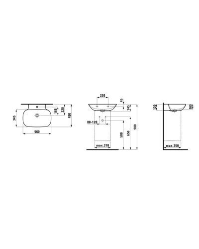 Раковина 56x45 см Laufen Ino 8.1030.2.000.109.1