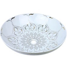 Раковина-чаша Bronze de Luxe 40 2008 Белая глянецевая с серо-золотым декором