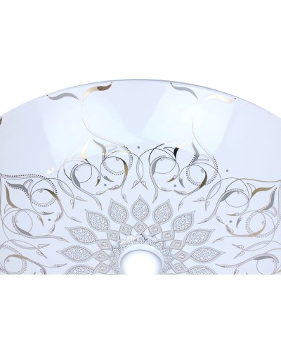 Раковина-чаша Bronze de Luxe 40 2008 Белая глянецевая с серо-золотым декором