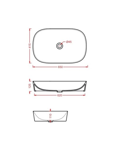 Раковина 65x41,5 см Artceram Ghost GHL002 03 00 nero lucidox0