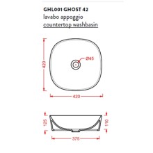 Раковина 42x42 см Artceram Ghost GHL001 01 58 mosaico platinox0