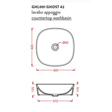 Раковина 42x42 см Artceram Ghost GHL001 01 58 mosaico platinox0