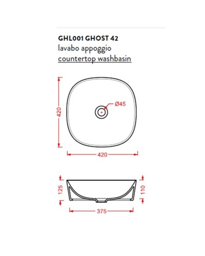 Раковина 42x42 см Artceram Ghost GHL001 01 58 mosaico platinox0