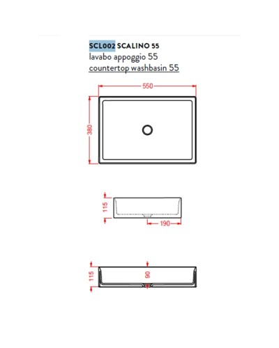 Раковина 55x38 см Artceram Scalino SCL002 16 00 blu zaffiro